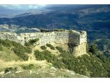 Sardis - fortifications of the ancient walls on top of cliffs. Sardis was virtually destroyed by an earthquake in A.D. 17, and rebuilt as a Roman city, it never attained its former political importance.